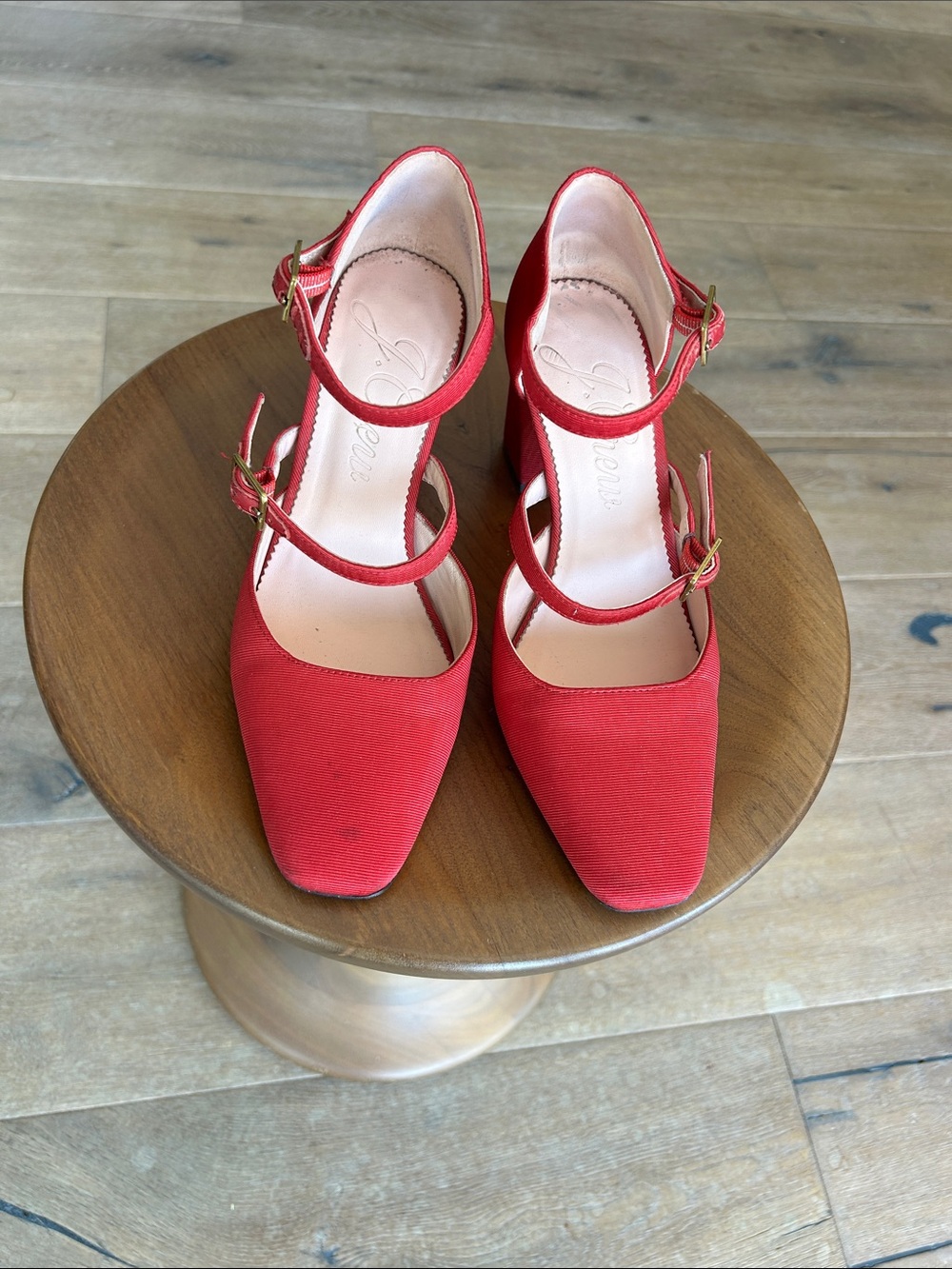 J. Crew Red Double-Strap Mary Jane Heels